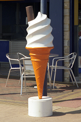 Photo of a large ice cream cornet in Swanage, Dorset photographed by pop artist Trevor Heath