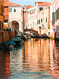Oil painting of Sunset on Rio San Antonin, Venice by artist Trevor Heath