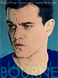 An original portrait print of Matt Damon as Jason Bourne in The Bourne Identity by pop artist Trevor Heath