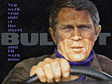 An original portrait print of Steve McQueen as Frank Bullitt in Bullitt by pop artist Trevor Heath