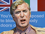 An original portrait print of Michael Caine as Charlie Croker in The Italian Job by pop artist Trevor Heath