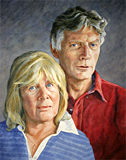 A portrait of David and Maggie painted by artist Trevor Heath
