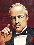 An original portrait print of Marlon Brando as Don Corleone in The Godfather by pop artist Trevor Heath