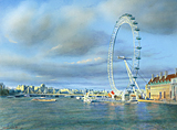 Acrylic painting of The London Eye at sunset by artist Trevor Heath
