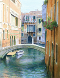 Acrylic painting of Ponte di Piscina di Frezzaria, Venice by artist Trevor Heath