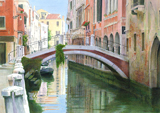 Acrylic painting of Ponte Ubaldo Belli, Venice by artist Trevor Heath