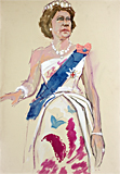 The Queen with sash painted by artist Trevor Heath